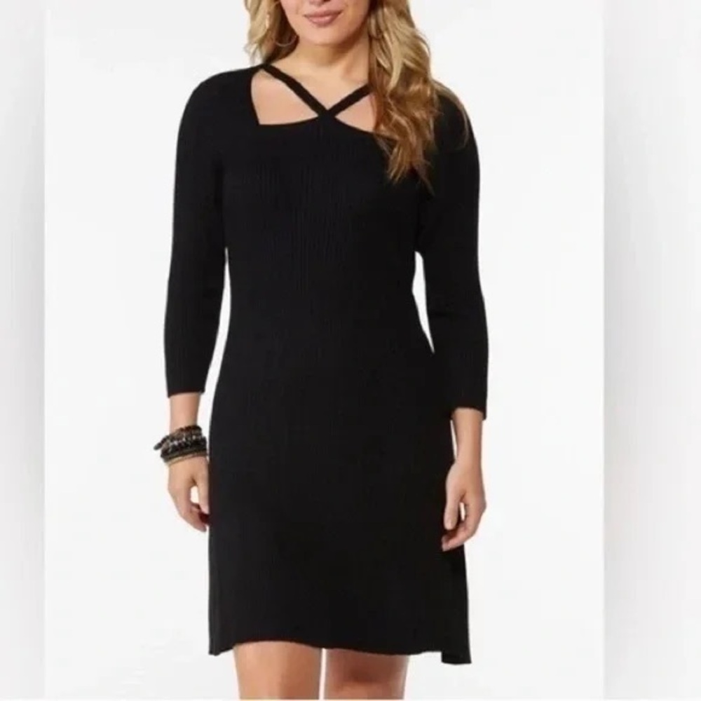 Cato | Cutout Ribbed Sweater Dress Various Sizes Available Ideal Black.